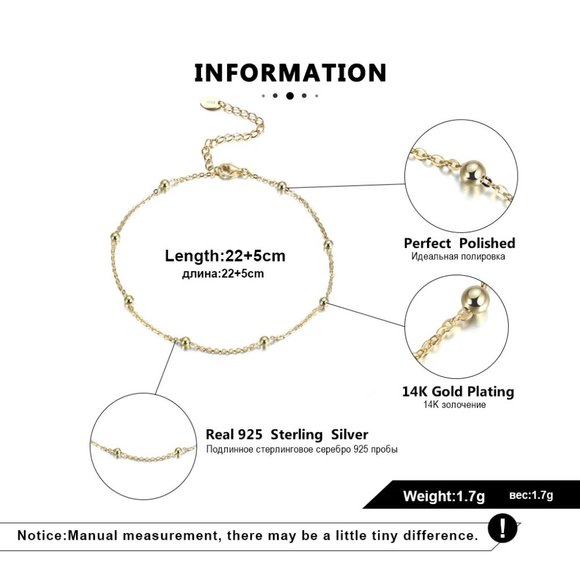 Stunning 925 Beads Bracelet Anklet - Picture 5 of 10